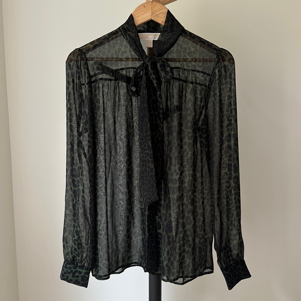 Michael Kors sheer cheetah print blouse